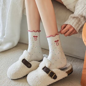 【ピンク】つぶつぶミックスカラーソックス | カラフルなデザインとリボンがかわいい靴下