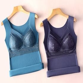 【3色セット／Lサイズ（Sサイズ相当）】締め付けない暖かい裏起毛カップ付きタンクトップ