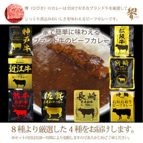 【4食】ブランド牛 カレー8種より厳選4種4食セット＜松阪牛・近江牛・宮崎牛・神戸牛・他4種＞