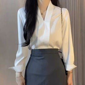 【Lサイズ】Vネックシャツブラウス