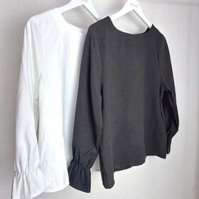 【ホワイト/Lサイズ】パフスリーブブラウス