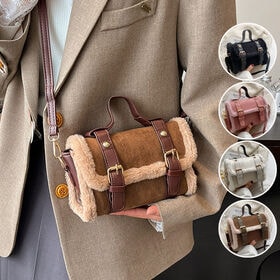 【ブラウン】ミニショルダーバッグ　ファー付き