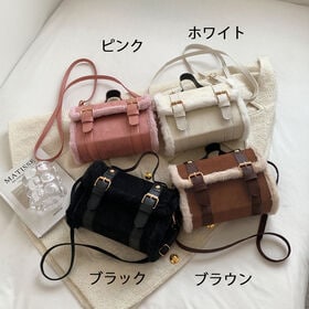 【ホワイト】ミニショルダーバッグ　ファー付き