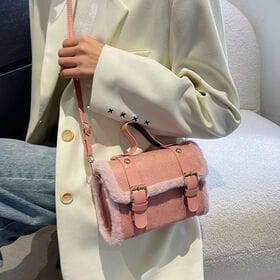 【ピンク】ミニショルダーバッグ　ファー付き