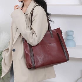 【ワインレッド】トートバッグ A4サイズ対応