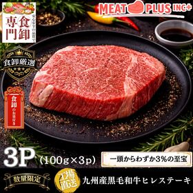 【計300g/100g×3枚】九州産黒毛和牛ヒレステーキ  驚くほどの柔らかさと上品な赤身の旨味 | 九州産黒毛和牛「ヒレ」が奏でる、上品で濃厚な至福のひととき。