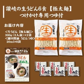 ＜シンプル百科＞【6食/極太麺】讃岐の生うどん6食（つけかけ兼用つゆ付き）極太麺