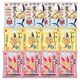 【計12個】おやつカンパニー 素材市場スナック いわし・えび・まぐろ味 (3種・各4コ)