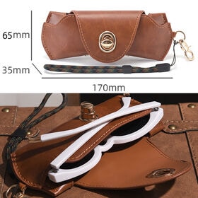 【キャラメル】カラビナ付きレザー調メガネケース