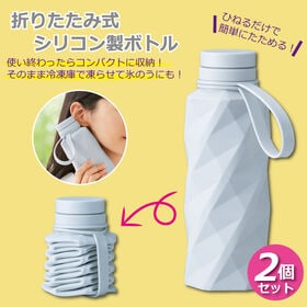 【2個セット】折りたたみ式シリコン製ボトル | 使い終わったらコンパクトに折りたためる！飲み物を入れてそのまま冷凍庫で凍らせてもOK！！