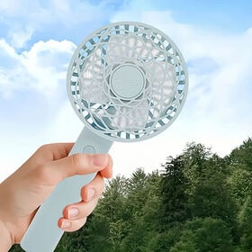 【スモークブルー】スタンド付き　USB充電式オートスイングファン