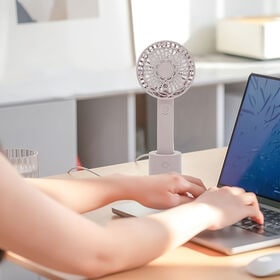 【スモークピンク】スタンド付き　USB充電式オートスイングファン