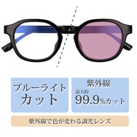 【調光レンズ】<ブラック>ブルーライトカット UVカット99.9％ QL-50
