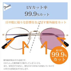 【調光レンズ】<ゴールド/クリア-バイオレット>ブルーライトカット UVカット99.9％ QL-51