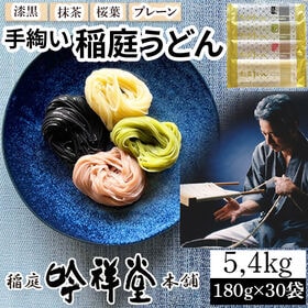 【漆黒 5.4kg(180g×30袋)】手綯い稲庭うどん 竹炭粉末仕込 六十人前 秋田名物稲庭町老舗