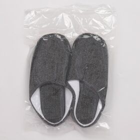 【ブラック/Sサイズ（22.5-23.0cm）/圧縮梱包】ヘリンボーンルームシューズ
