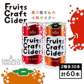 【200ml×アソート60缶】フルーツクラフトサイダー（リンゴ・カキ）山形食品
