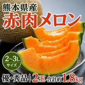 【2玉/約1.8kg (1玉約900g)】熊本県産 赤肉メロン クインシー他 | 2~3Lサイズで優品以上をお届けします！