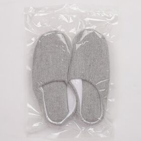 【グレー/2XLサイズ（27.0-27.5.cm）/圧縮梱包】ヘリンボーンルームシューズ