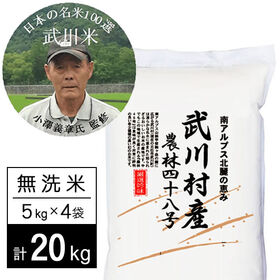 【計20kg/5kg×4袋】令和7年産 武川米農林48号-ヨンパチ 無洗米 小澤義章監修