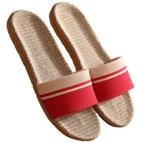 【レッド/Sサイズ（22.5-23.0cm）】麻素材スリッパ