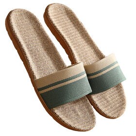 【グリーン/Sサイズ（22.5-23.0cm）】麻素材スリッパ