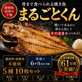 【5種×2枚 計10枚セット】静岡県沼津産  骨まで食べられる干物「まるごとくん」