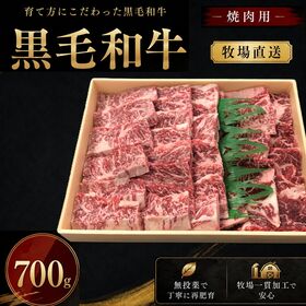 【牧場直送】黒毛和牛 焼肉セット 700g【カルビ＆ロース】