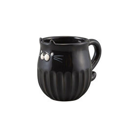 【くろ】しのぎのねこマグ | しのぎ（削り）がアクセントのマグカップです