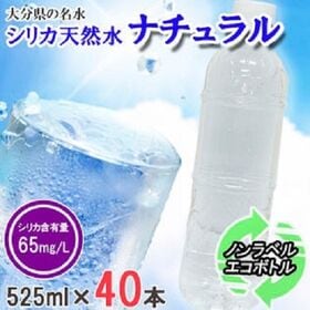 【525ml×40本】大分県産 シリカ天然水 ナチュラル | シリカ含有量65mg/Lの軟水。ノンラベルのエコボトルで地球にやさしい◎