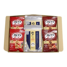 カルビーフルグラボール2種4袋（いちご・アーモンド）＋食べる米ぬかパウダー2袋