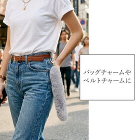 【マルチチャーム】グレー しっぽ バッグチャーム フェイクファー  キーホルダー