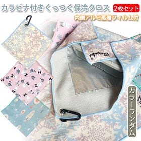 【カラーランダム/2枚セット】カラビナ付きくっつく保冷クロス