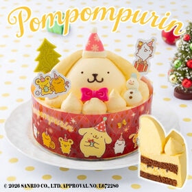 【12/23着】【4号】ポムポムプリン 聖夜のカスタードクリームケーキ プリン風味 | プリン風味クリームに合わせたカラメルシロップがアクセント☆ステッカーシール2枚付きです