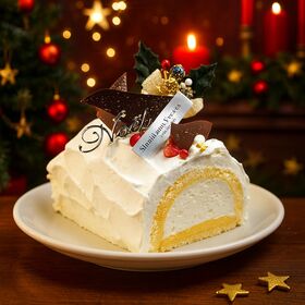【12/22着】【1本】白金ブッシュドノエル《ハーフ》 | カスタードクリームと生クリームの最も美味しい黄金律