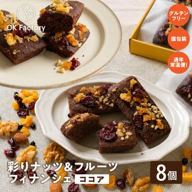 【8個】彩りナッツ&フルーツフィナンシェ(ココア) 個包装 グルテンフリー （1個約30g）
