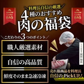 【日替わり数量限定】【計2.25kg】《4種》黒毛和牛＆国産牛入り メガ盛り肉の福袋 焼肉＆ハンバーグ＆メンチカツ【先行チケット利用NG】