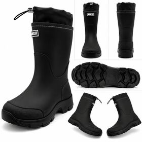 【ブラック/26.0cm】レインブーツ フード付き ミドル丈 防水 雨靴 CB817