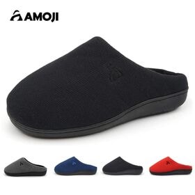 【ブラック/25-26cm】スリッパ ルームシューズ 暖かい 冬用 室内履き AM1007