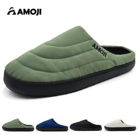 【グリーン/27-28cm】スリッパ ルームシューズ 暖かい 冬用 室内履き AM1030