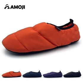 【オレンジ/27-28cm】ダウンルームシューズ 暖かい 軽量 静音 室内履き AM1018 | ふんわり軽く、足元あったか。寒い季節を快適に過ごすダウンルームシューズ。