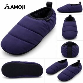 【パープル/23-24cm】ダウンルームシューズ 暖かい 軽量 静音 室内履き AM1018