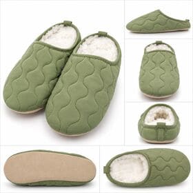 【グリーン/23-24cm】スリッパ ルームシューズ ボア 暖かい 冬用 室内履き AM1024