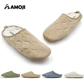【カーキ/23-24cm】スリッパ ルームシューズ ボア 暖かい 冬用 室内履き AM1024 | ふわふわボアが足元をやさしく包み込む。寒い季節のおうち時間を暖かく快適に。