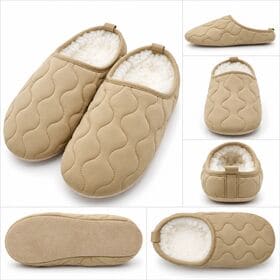 【カーキ/29-30cm】スリッパ ルームシューズ ボア 暖かい 冬用 室内履き AM1024