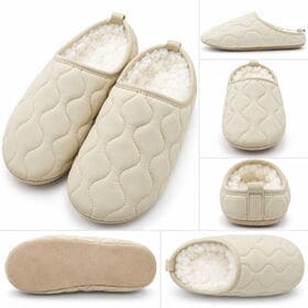 【ホワイト/23-24cm】スリッパ ルームシューズ ボア 暖かい 冬用 室内履き AM1024