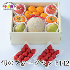 【予約受付】12月上旬~順次出荷 旬のフルーツセットF12 (メロン・林檎・洋梨・柿・蜜柑・苺) | 冬の定番フルーツを詰合せにしました。