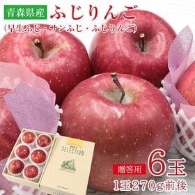 ふじりんご【6玉】青森早生ふじ・サンふじ・ふじりんご  (ギフト 贈答用) | 熟度センサー付きカラーセンサー選果のサンふじを贈答用としてお届けさせて頂きます。