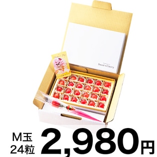 【母の日ギフト】山形県産ハウスさくらんぼ（佐藤錦）チョコ箱詰めM玉・24粒入り