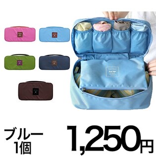 【ブルー】旅行用下着ポーチ 小物入れ 取り外し可能で便利なポーチ付き